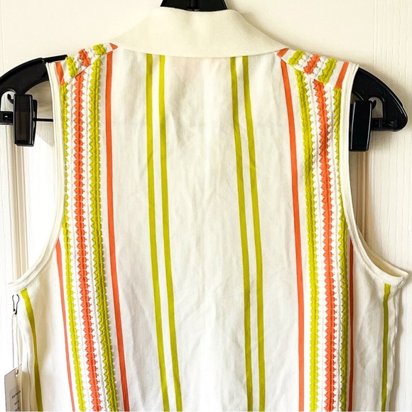 Guest In Residence Stripe Plaza Vest Cotton Knit Cream Citron Orange Small NWT - Picture 5 of 7